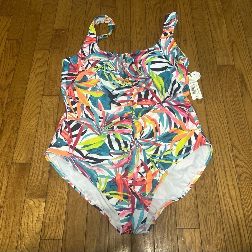 NWT Sonnet Shores Women's -Rainbow Tropical - One Piece Swimsuit Plus - Size 22W